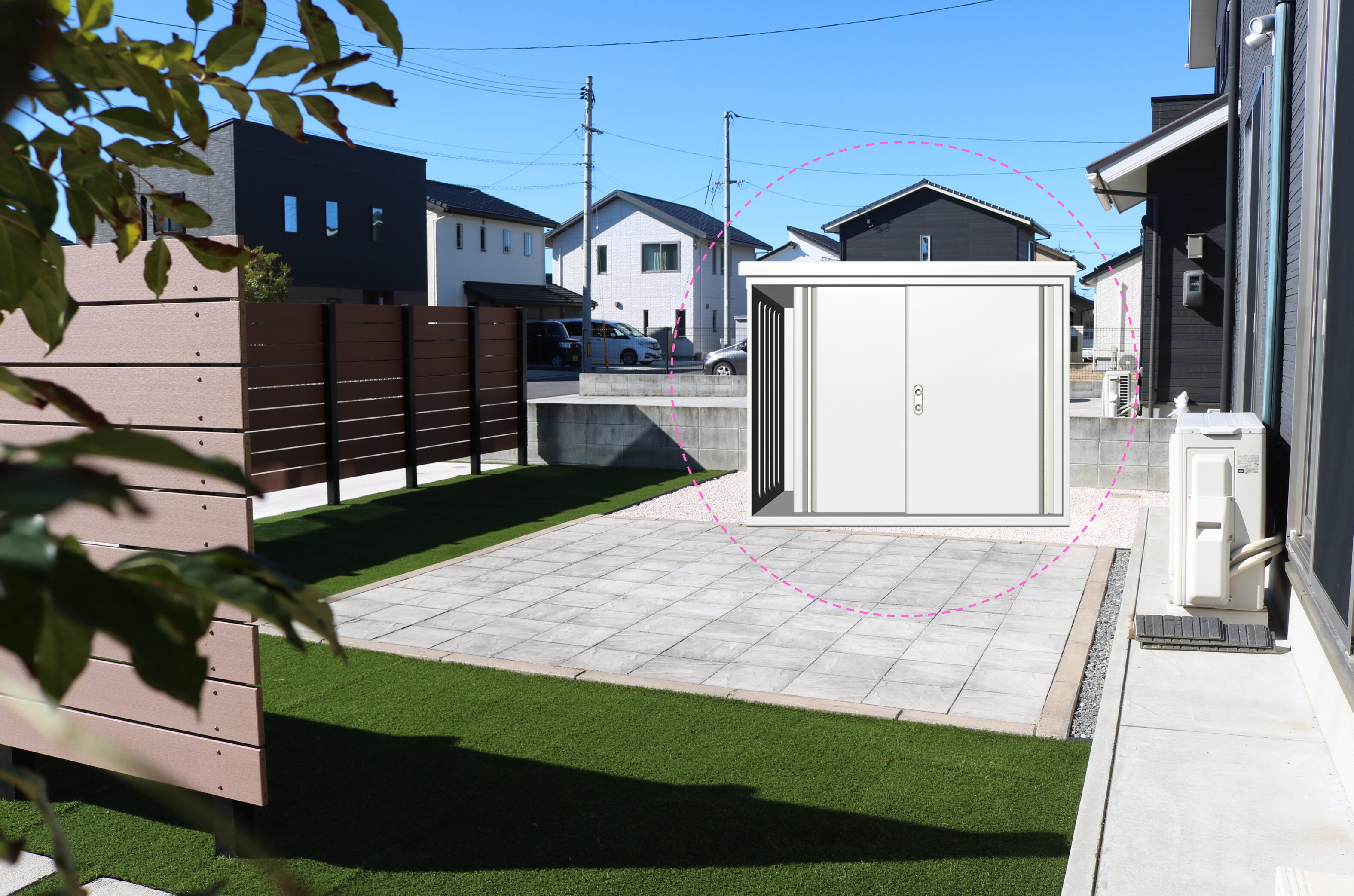 安来市 外構工事 フェンスと駐車場の組み合わせ施工