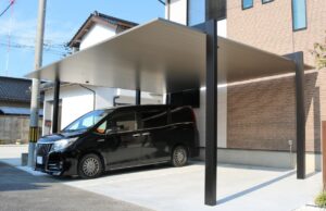 安来市 施工したカーポートのある駐車スペース