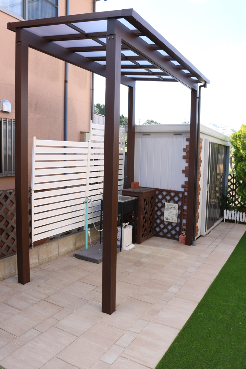 安来市の住宅で子どもが安心して遊べる人工芝の庭施工例