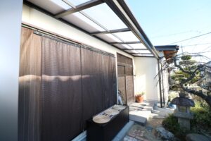 安来市 外構工事 軒を延長して雨の日も快適に使える屋外空間