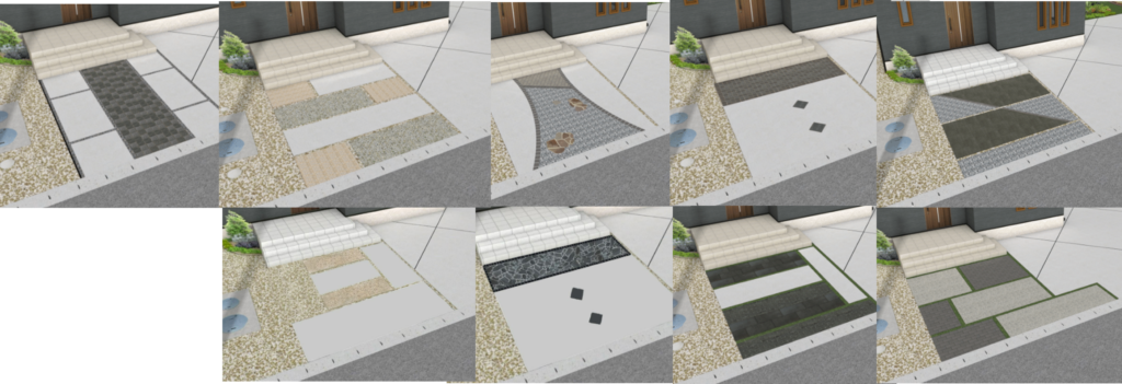 安来市 エクステリア施工 デザイン性の高い玄関前アプローチ」